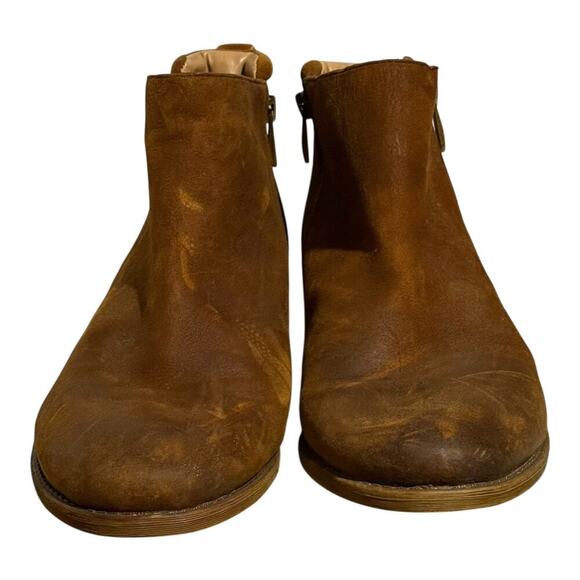 Franco Sarto Camel Leather Zip Ankle Boots Women's Size 10 Western Block Heel - Picture 2 of 8